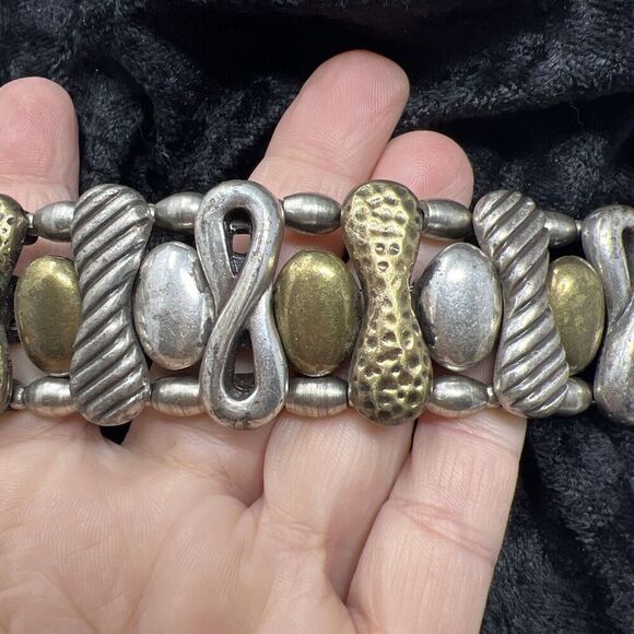 Chicos Belt Chain Heavy Brass And Silver Tone Brutalist Up To 40" Waist Infinity - Picture 3 of 11
